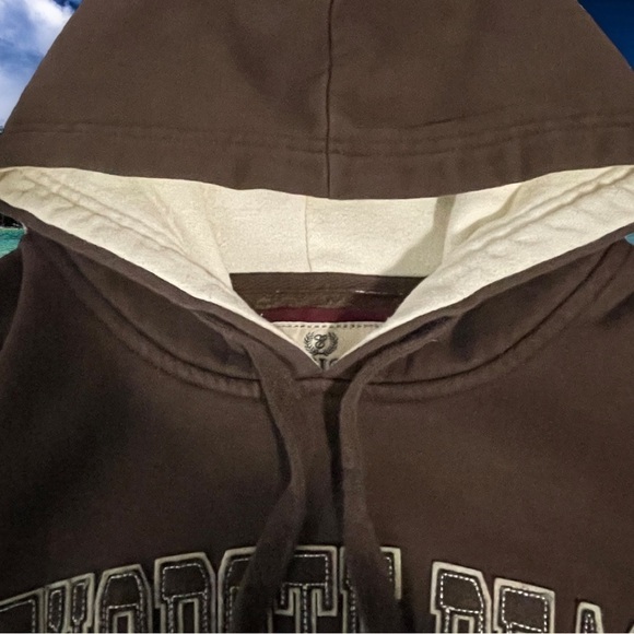 Exist Rehoboth Beach Delaware Embroidered Brown Off White Hoodie Size Medium - Picture 10 of 12